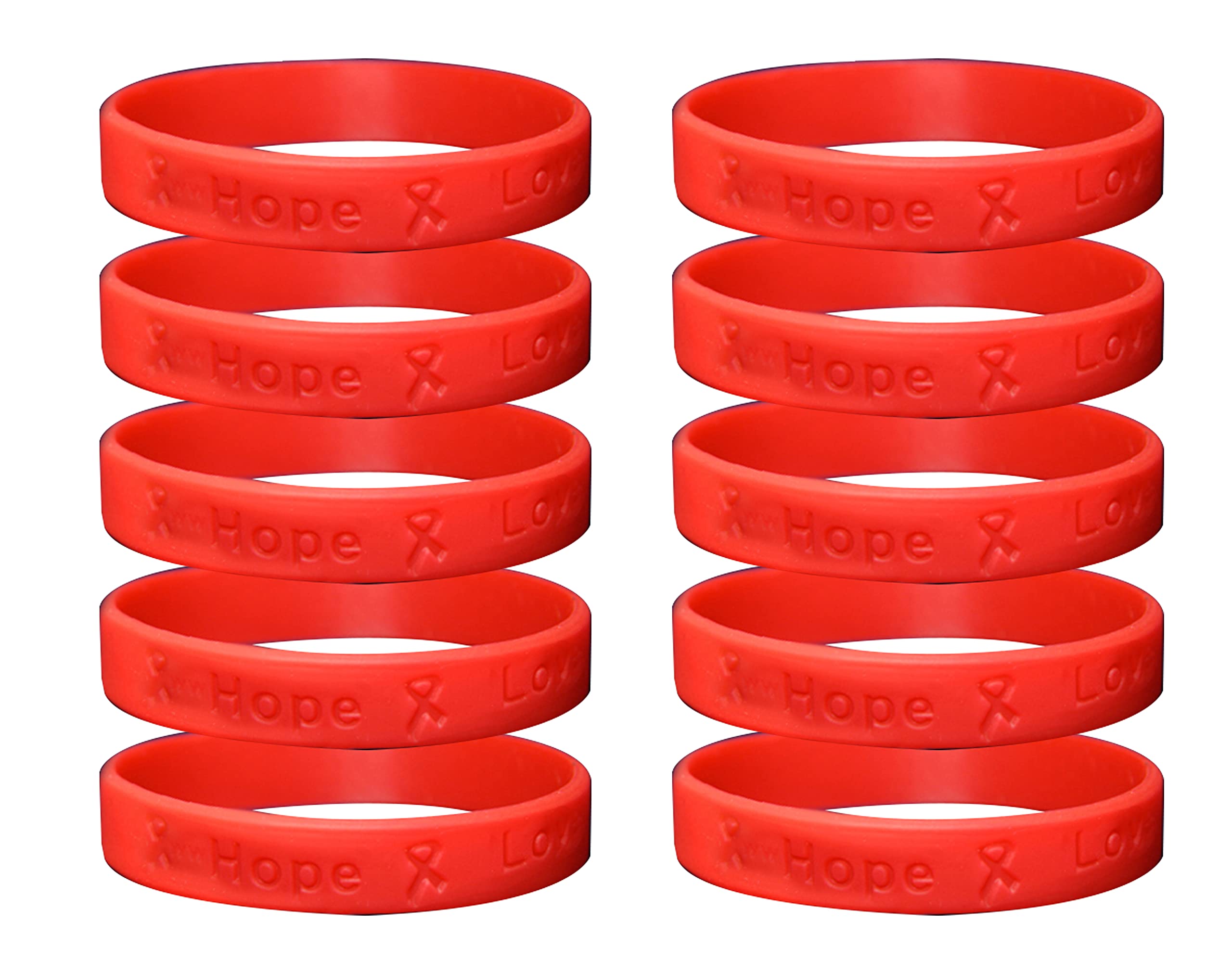 Fundraising For A Cause Red & Yellow Silicone Bracelets - Pack Of 5, 'Hope Faith Love' Embossed, 8.25" Circumference