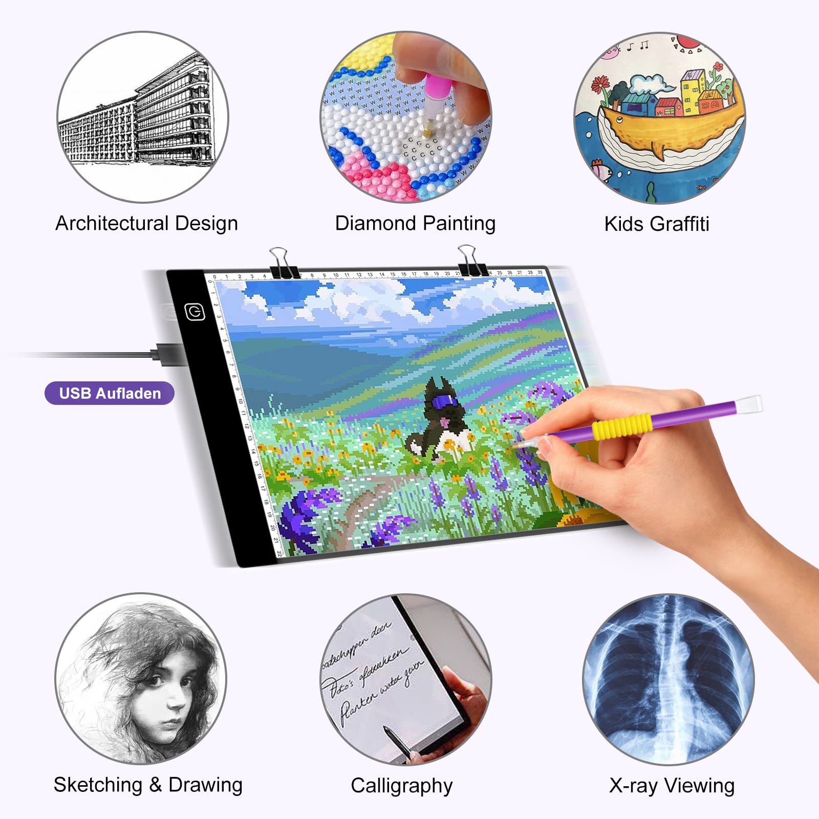 Tavoletta Luminosa A3 LED Per Diamond Painting - Con Accessori, Regolazione Luminosità, USB, Ideale Per Disegno E Arte - Foto 11