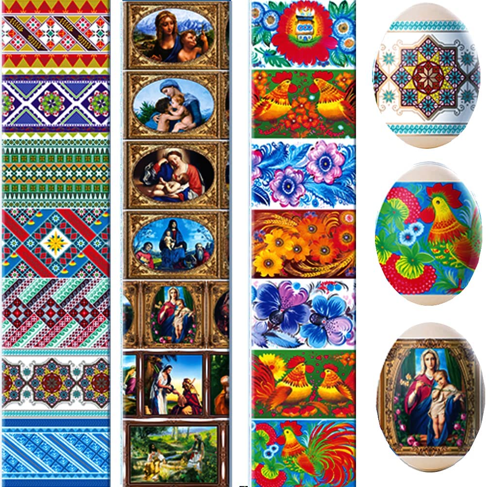 Lot 3 Ukrainian Thermo Heat Shrink Sleeve Decoration Easter Egg Wraps Pysanka Set - for 21 Easter Eggs (Set # 7)