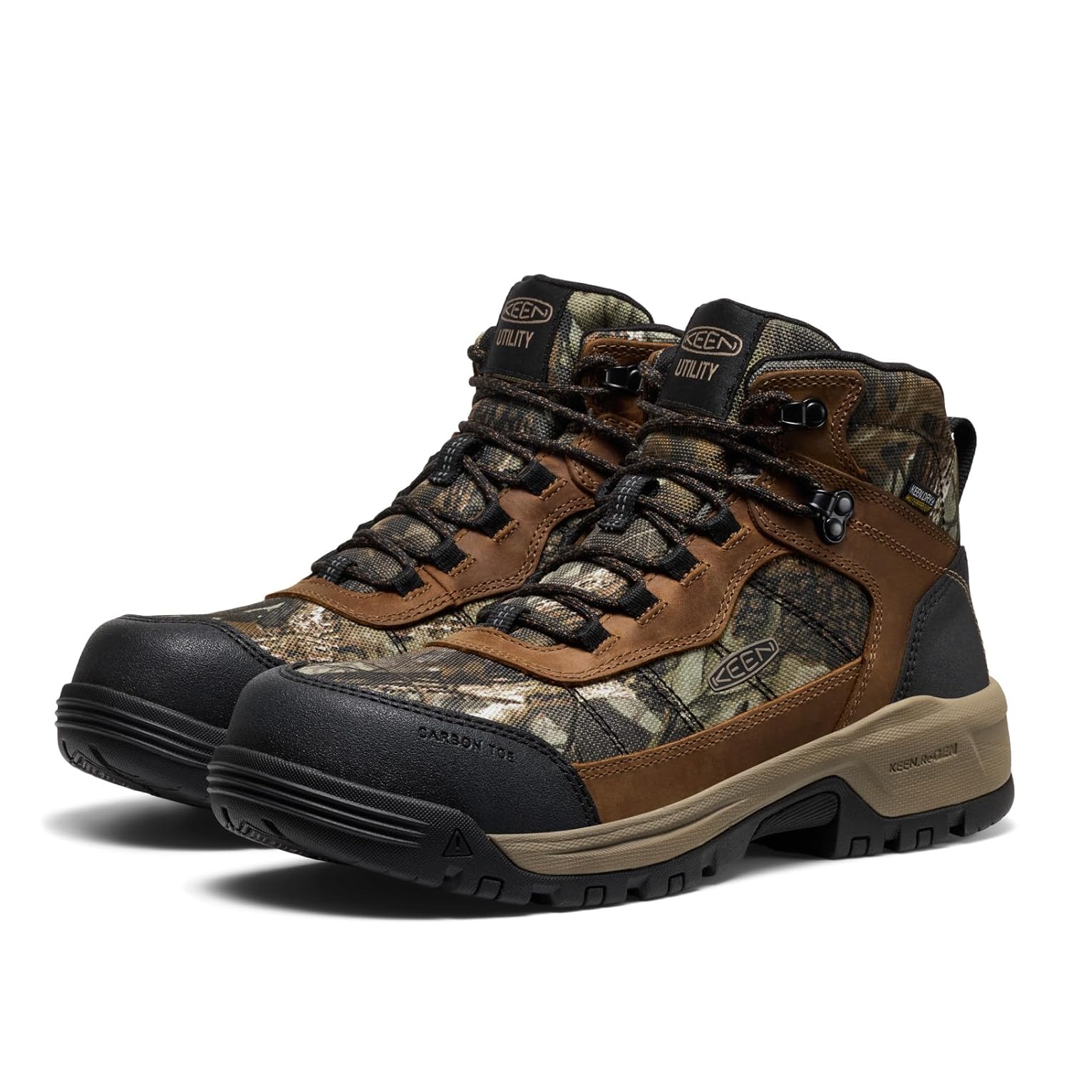 KEEN Utility Men's Skokie Hiker Style Mid Height Composite Toe 90 Degree Waterproof Work Boots, Camo/Black, 7 D - Image 4