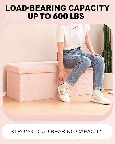 Miniatura 80 de B FSOBEIIALEO Cubo otomano de almacenamiento pequeño Sherpa otomano otomano, otomanas plegables y portátiles, piel de peluche sintética, color