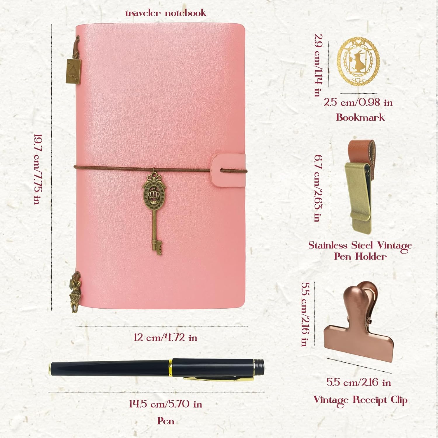 Handmade Travel Notebook Passport Holder – Vegan Leather Refillable Traveler’s Journal with Passport Pocket, Card Slots, Lined Inserts, Pen, Metal Clip & Velvet Bag | A6 Pocket Travel Diary & Planner