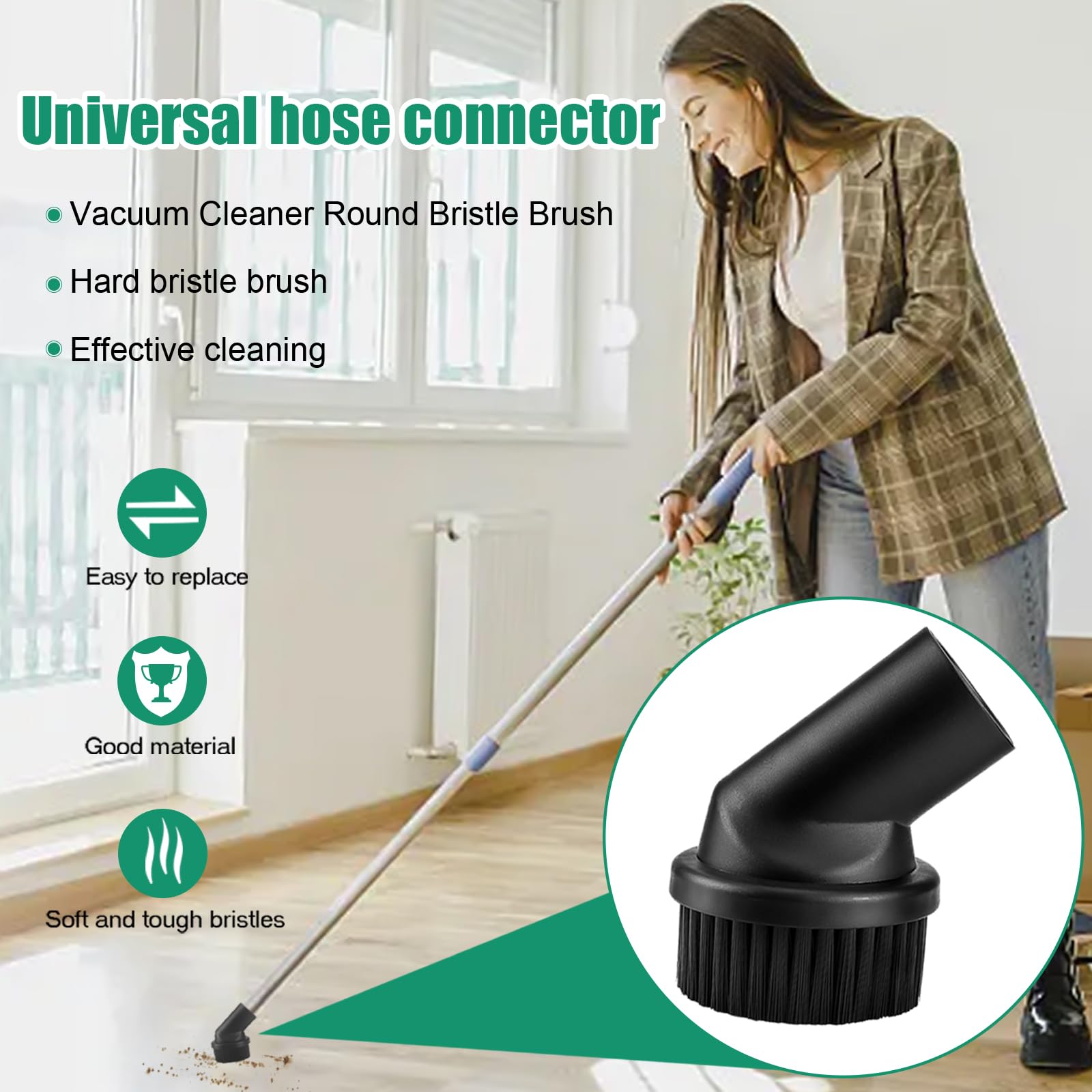 2 Spazzole Per Aspirapolvere Universali - Set Doppio Con Crine Di Cavallo 32mm E 35mm - Foto 7