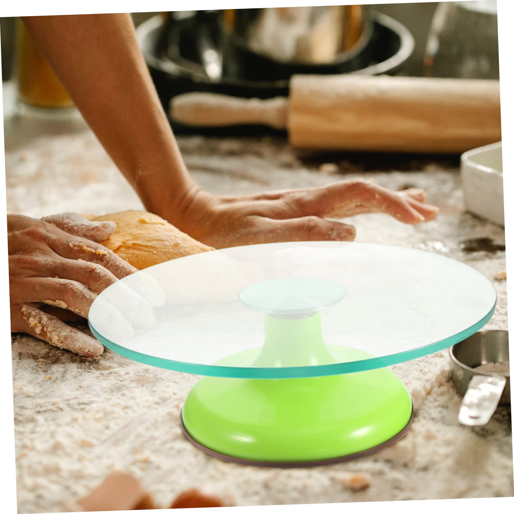 Zerodeko Drehteller für Kuchen aus Glas 12 Zoll Stabile Basis Glatte Oberfläche zum Backen und Dekorieren von Torten