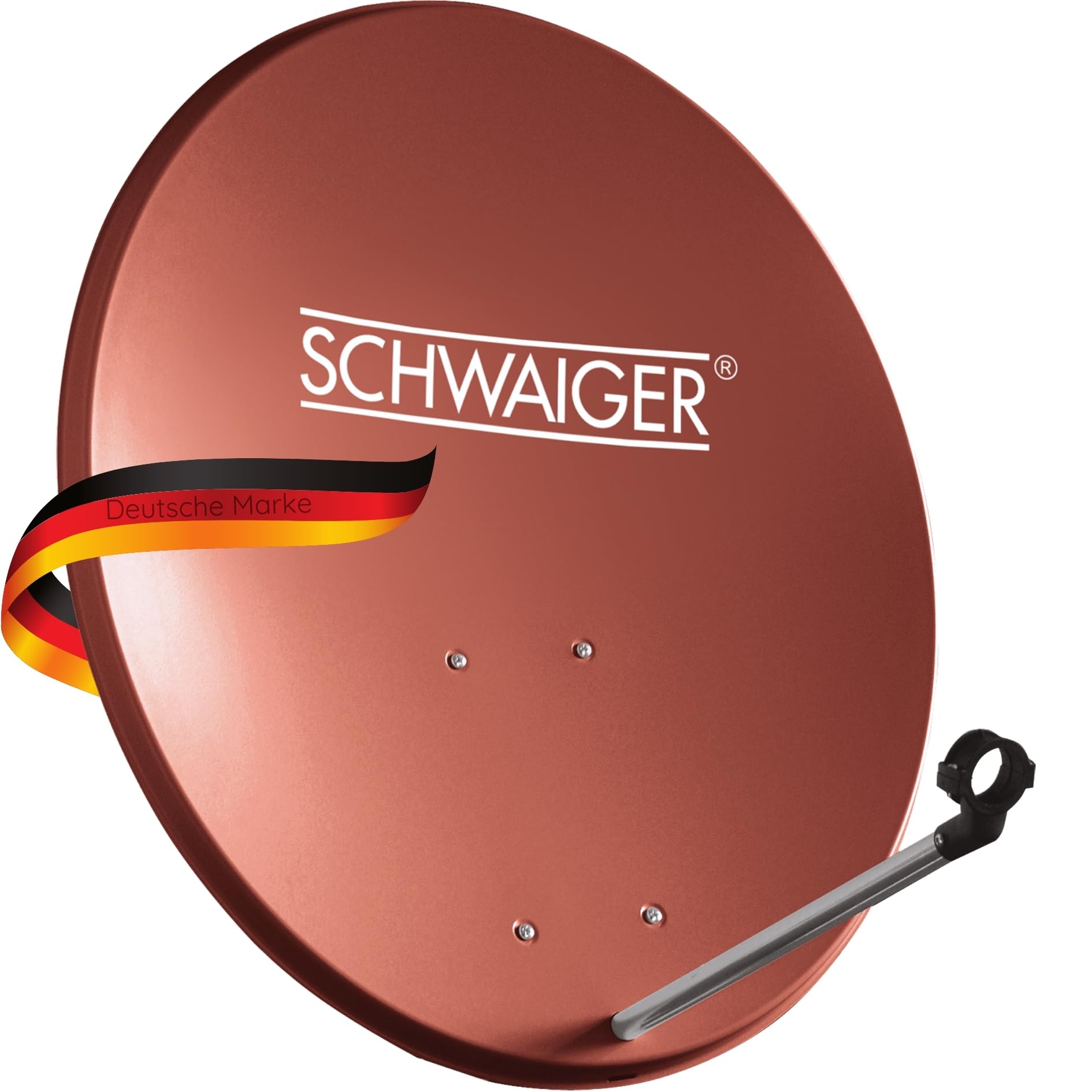 Antena para televisión digital vía satélite Schwaiger 714166 (75 x 85 cm) con brazo de carga LNB y mástil, antracita, espejo de acero – para recepción de DVB-S/S2 en Full HD, 3D y 4K (Ultra HD)
