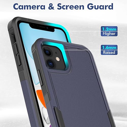 Miniatura 4 de Funda para iPhone 11 funda protectora de doble capa resistente para teléfono celular, a prueba de golpes, resistente, con protector de pantalla,