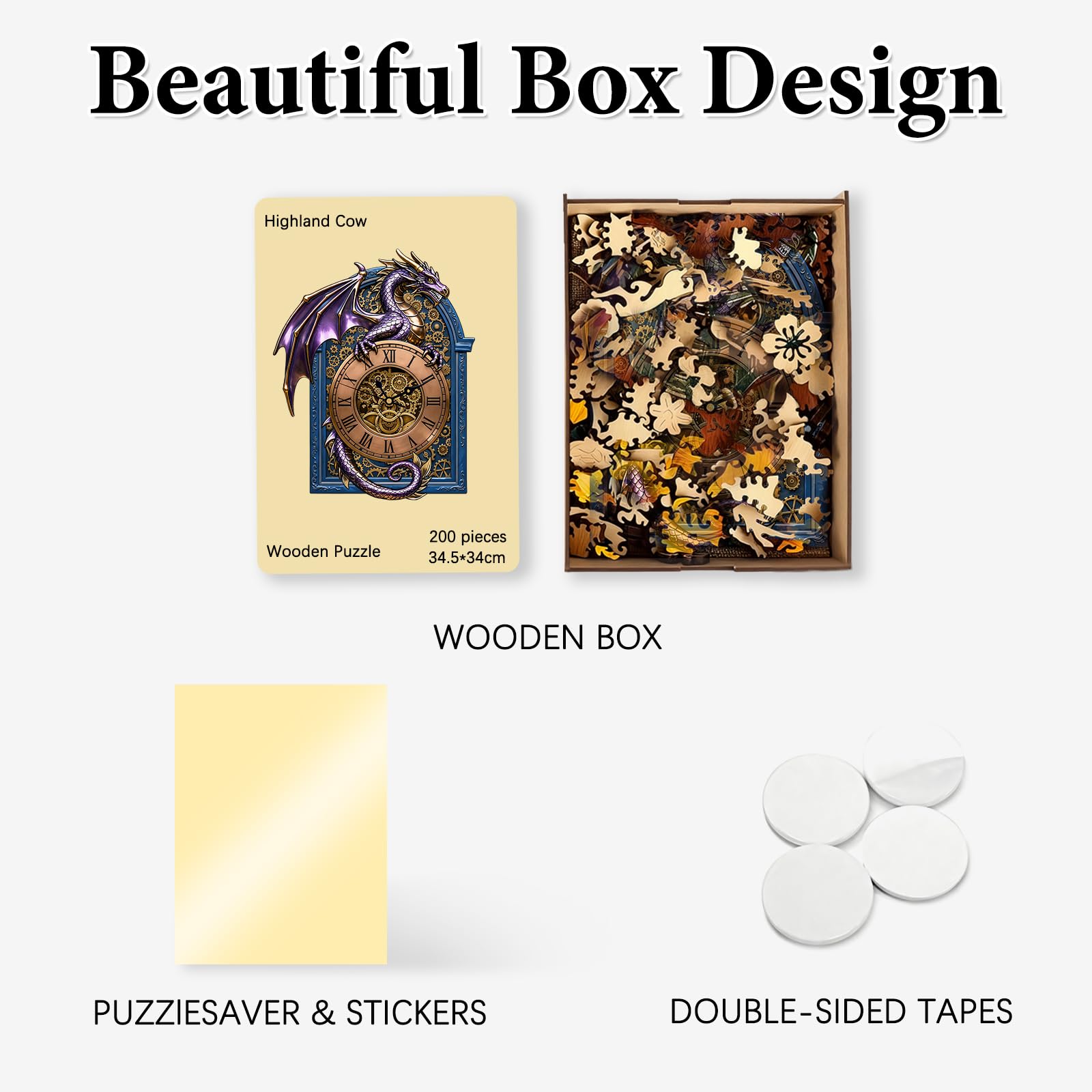 Wall Clock Elements Wooden Puzzles for Adults Jigsaw Puzzle 200 Pieces, Special Shape Puzzles Box - Image 4
