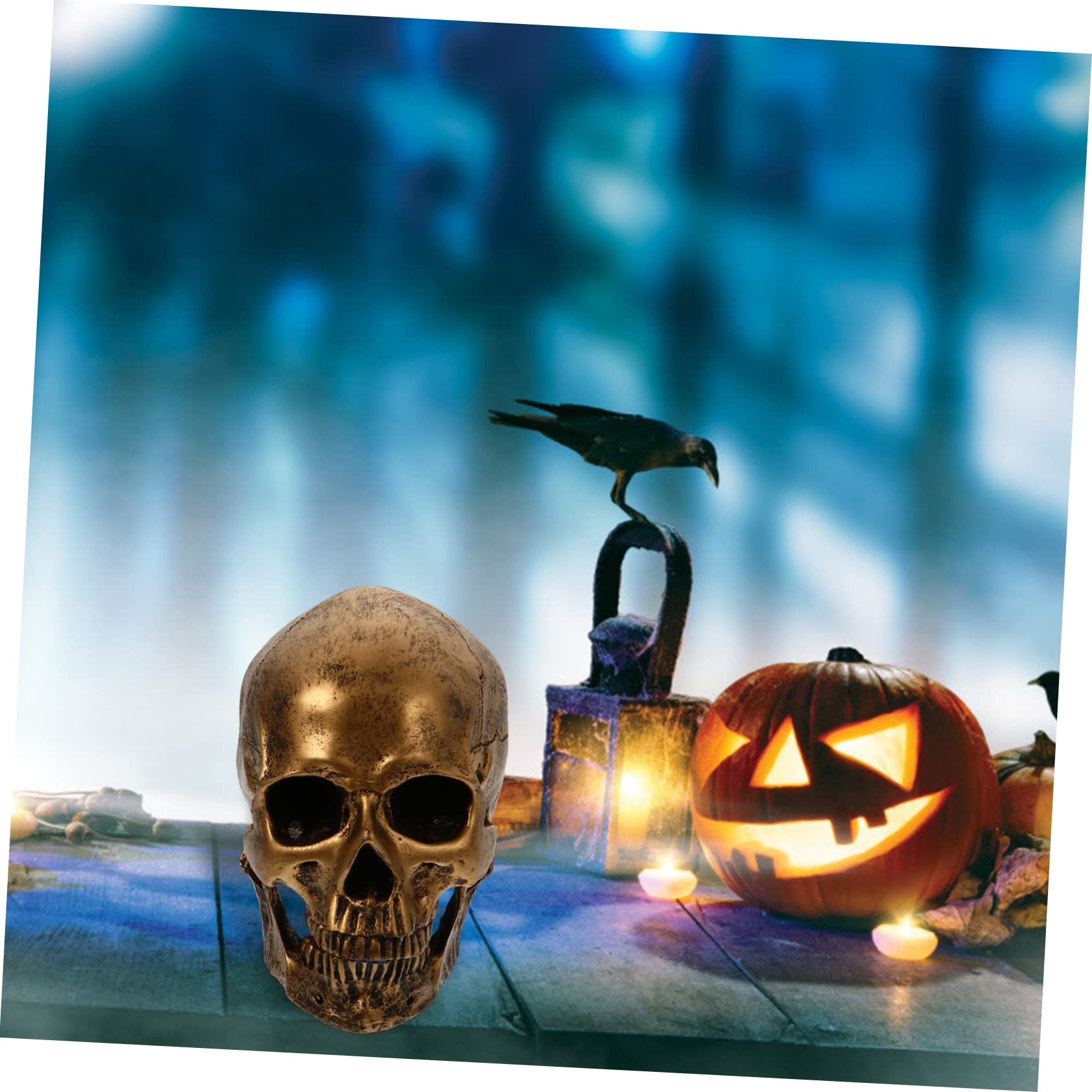Alipis 2 Piezas Modelo de cráneo Humano decoración de cráneo Humano Figura de Esqueleto decoración Halloween decoración de Halloween Modelo Ornamento cráneo Adorno de Calavera de Resina