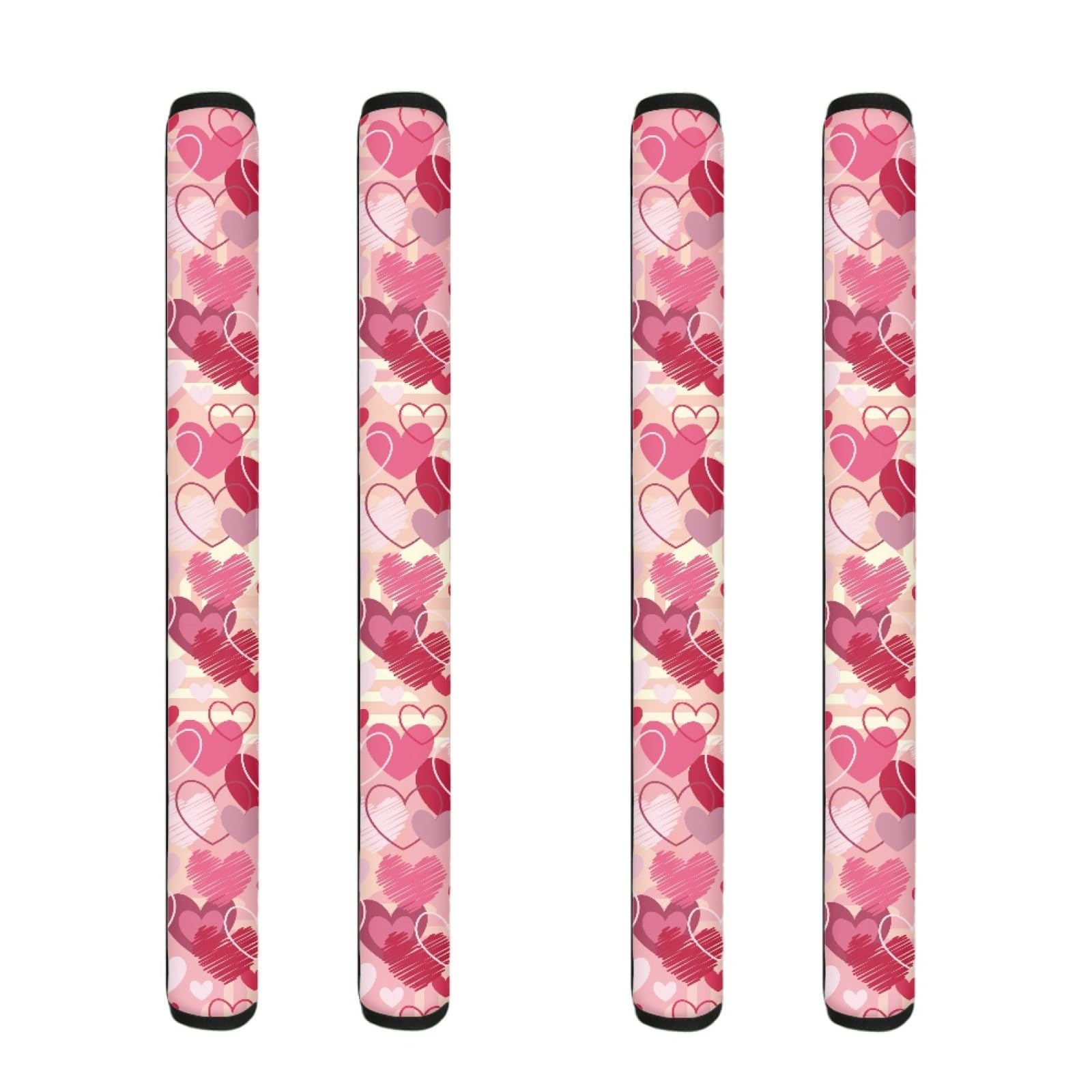 Valentines Day Refrigerator Door Handle Covers 4 Pcs Set Non-Slip Kitchen Appliance Decorative Mat for Fridge Dishwashers Microwave Home Indoor Kitchen Decoration Pink Love Heart