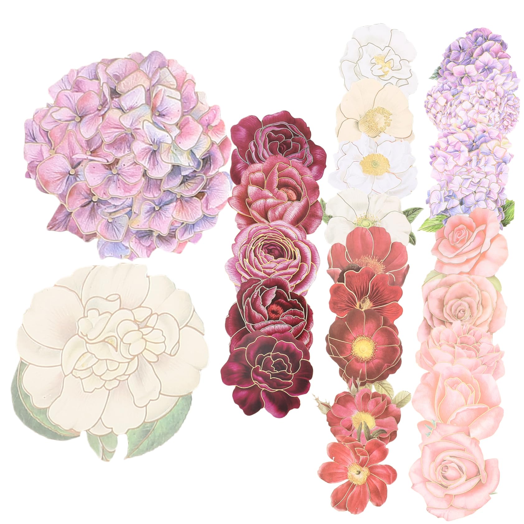 HOMSFOU 3 Series Stickers De Flores Decorativas Para Scrapbooking Notebooks Y Laptops Adhesivos De Plantas Para Manualidades Y Decoración De Bolsas 50 Piezas*3