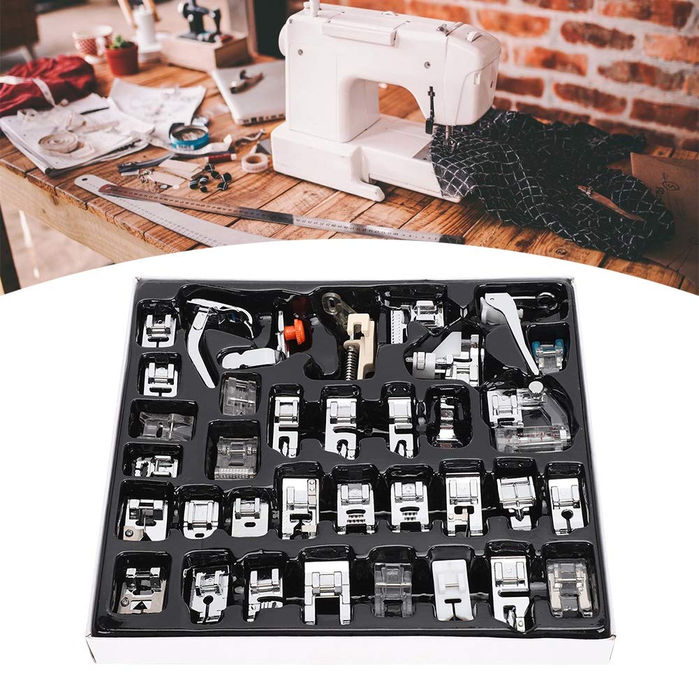 Ubersweet® 35Pcs/Set Multifunction Sewing Machine Presser, Household Sewing Machine Metal Presser Foot Tool Kit Accessory for Brother, for Singer, for JUKI, for JANOME, for Feiyue ||
