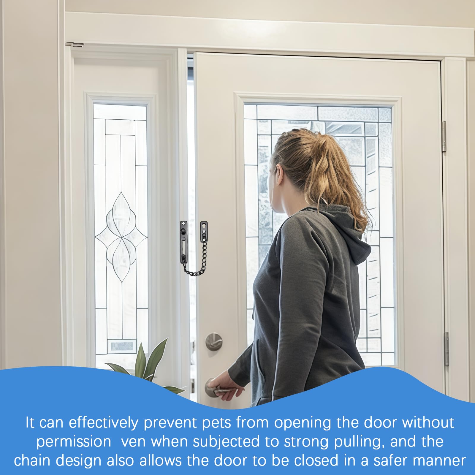 Catena di Sicurezza per Porta in Acciaio Inossidabile, 2 Pezzi, con Viti per Installazione, Resistente e Facile da Usare per Porte in Legno e Metallo, Ideale per Sicurezza Casa e Hotel