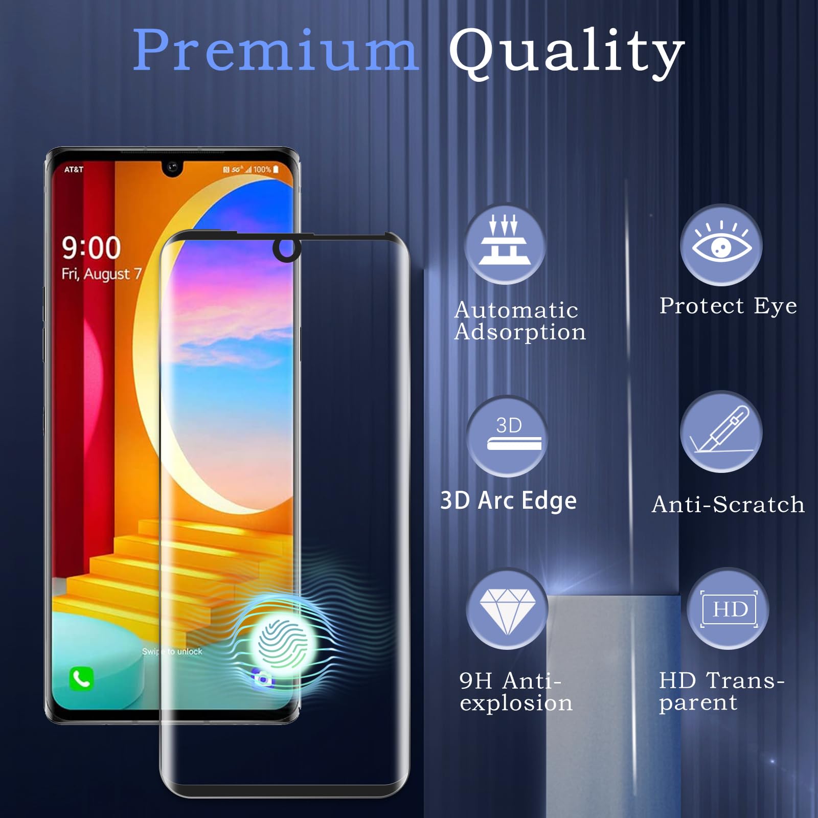 Pellicola Vetro Temperato Per LG Velvet/G9 – 2 Pezzi, Durezza 9H, Anti-impronta, HD, Facile Installazione