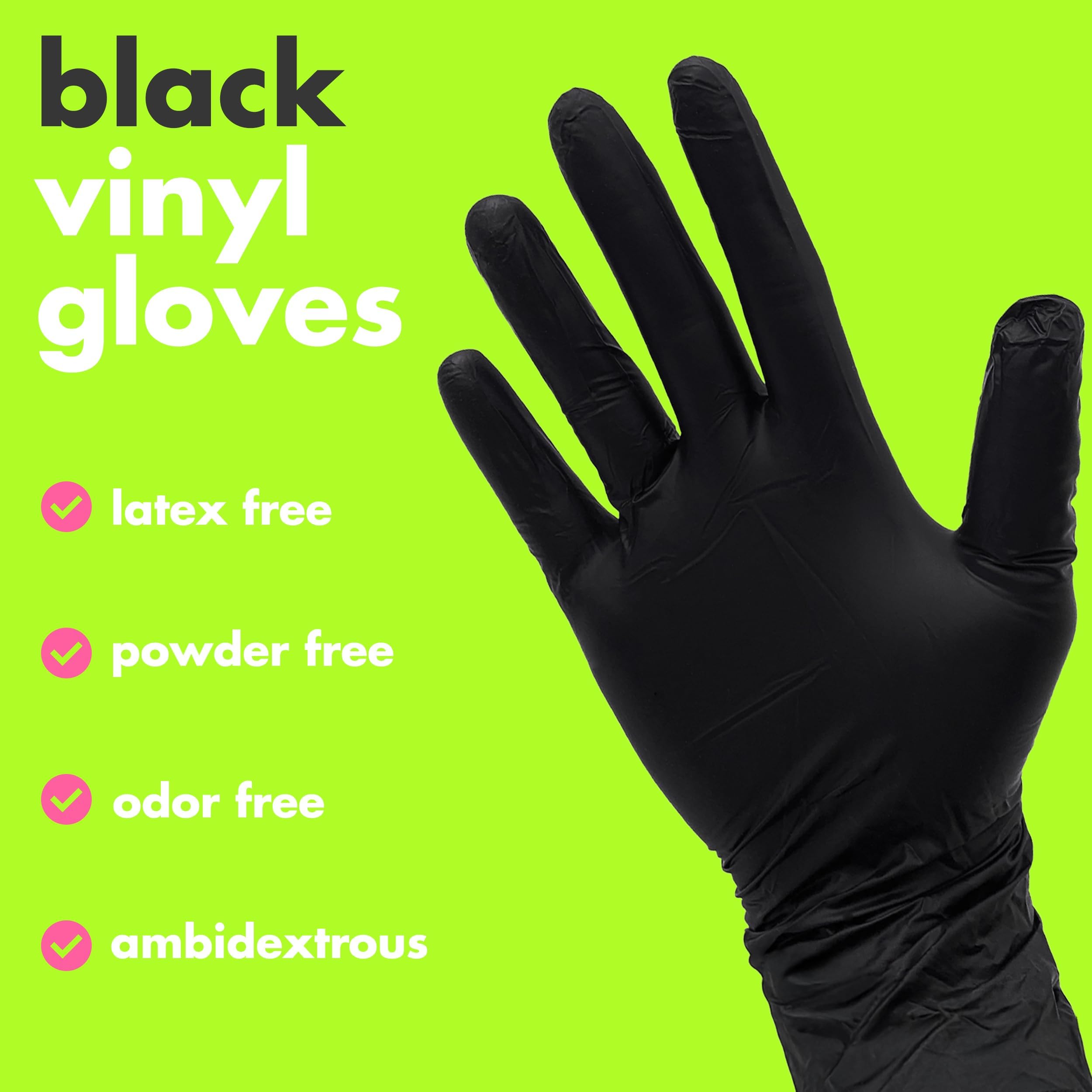 Colortrak Schwarze Vinylhandschuhe, Einweghandschuhe latexfrei & puderfrei, 10 Boxen (1000 Handschuhe), Einmalgebrauch für chemische Verarbeitung