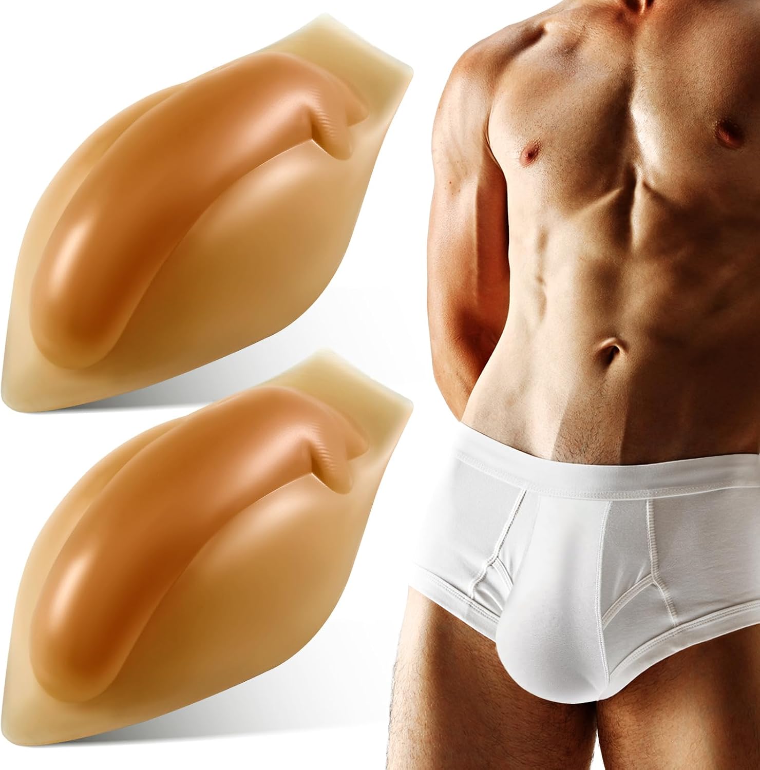 Threlaco Bulge Enhancer Men Silicone Enlarge Front Pouch for Underwear Comfortable Natural Pad Fit for Briefs and Swimwear