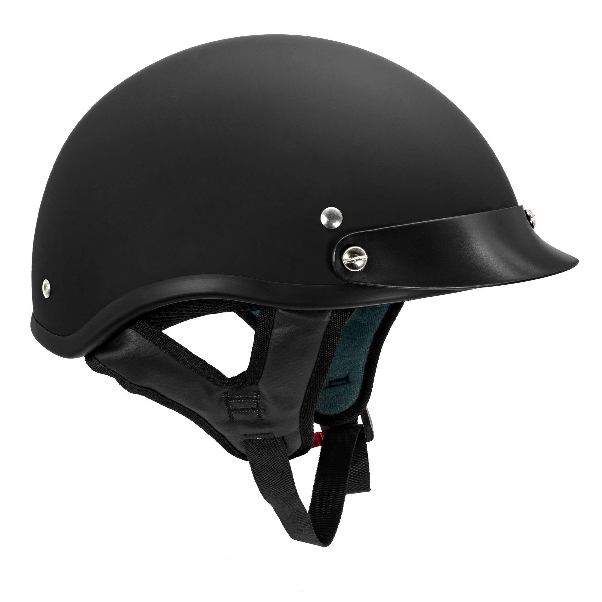 VCAN Cruiser Solid Flat Black Half Face Motorcycle Helmet (Medium)