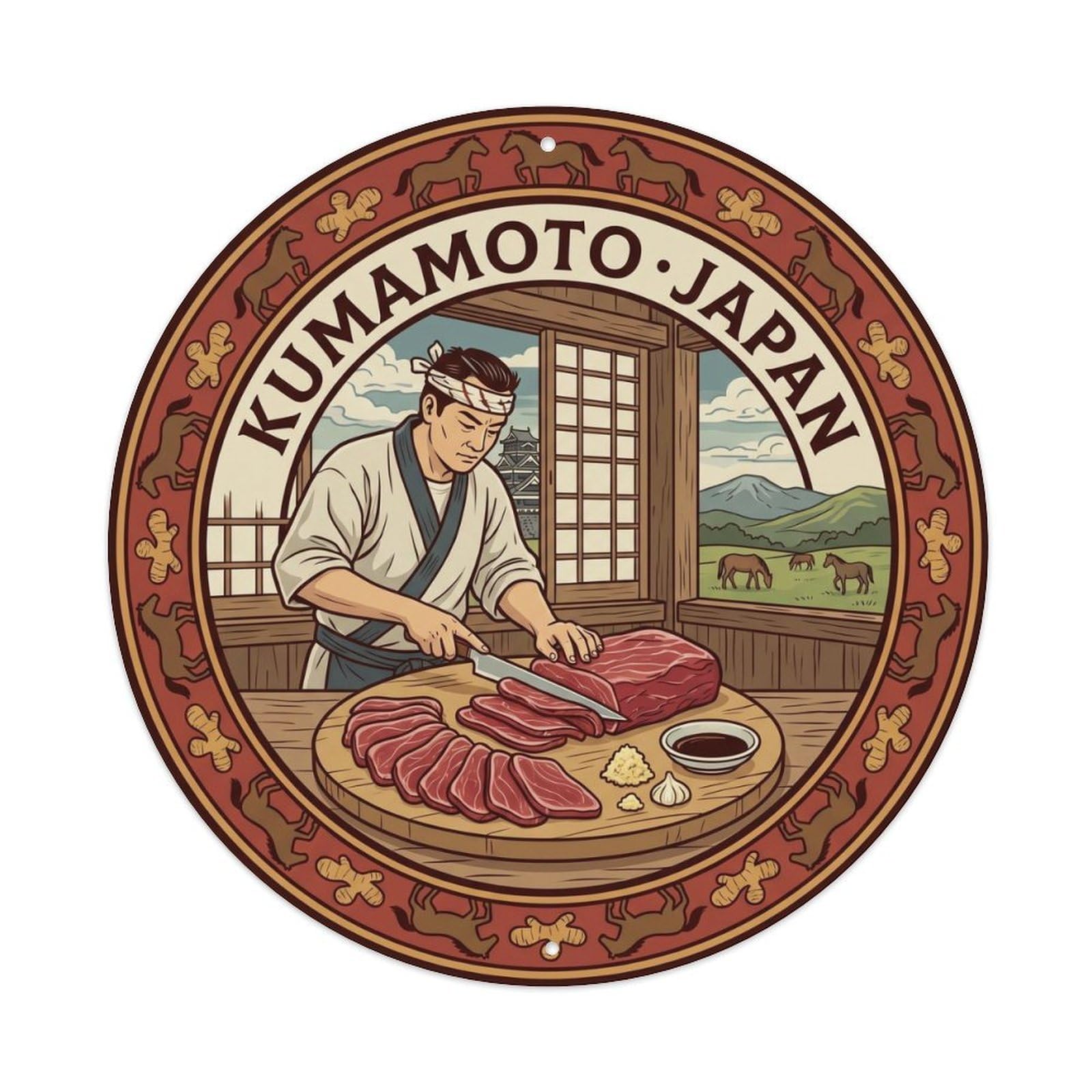 Horse Basashi Raw Sashimi Food Market Culture Regional Metal Tin Sign
