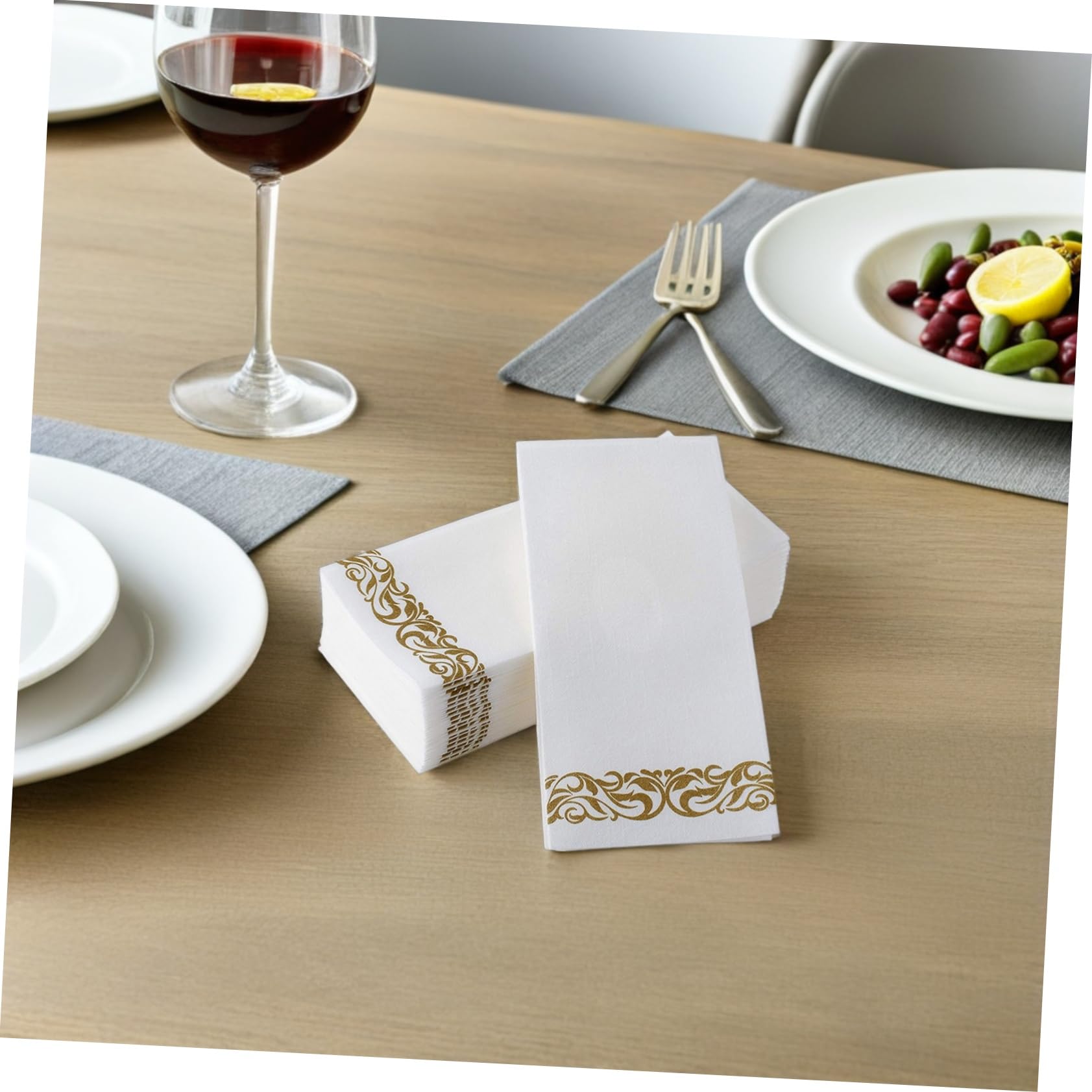 75stücke Servietten Bedruckt aus Papier Gefaltet für Abendessen Hochzeiten und Grillpartys pro Packung