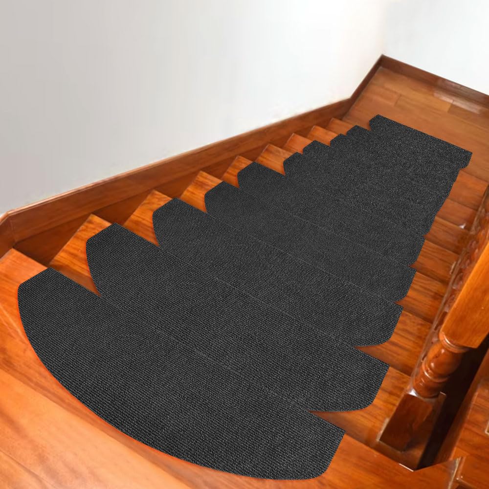Lot de 15 Tapis Escalier Antidérapant pour Intérieurs et Extérieurs,Tapis D'escalier Polyester&Caoutchouc Fond, Couvre Marche Escalier en Moquette pour Enfants,Personnes âgées et Animaux Domestiques