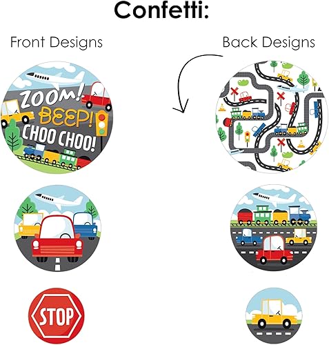 Miniatura 5 de Big Dot of Happiness Autos trenes y aviones decoración de fiesta de cumpleaños y confeti de transporte kit de centro de mesa de gran tamaño juego de