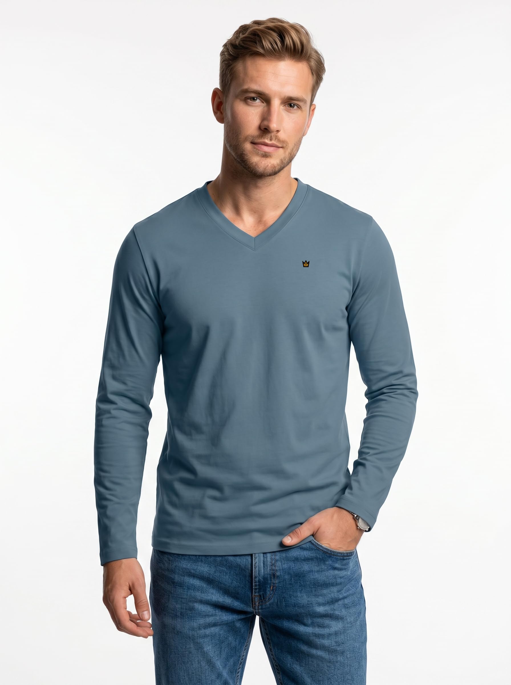 Confezione da 3, 4 magliette da uomo a maniche corte e lunghe con scollo a V, comode magliette con scollo a V per palestra, corsa, allenamento e uscite casual