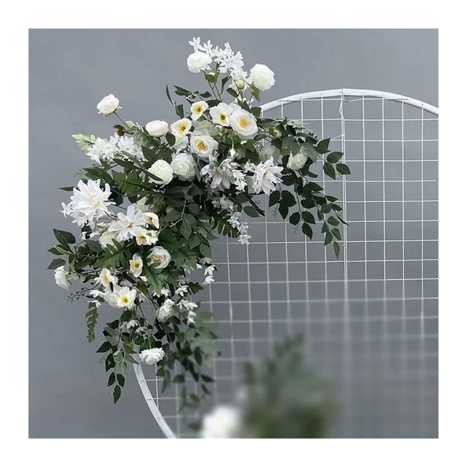 Flower Arch Wedding Flower Simulation Artificia Silk Flowers Arch Round Art Window Decoration Props T Stage Leaf Hanging(Color12 L)