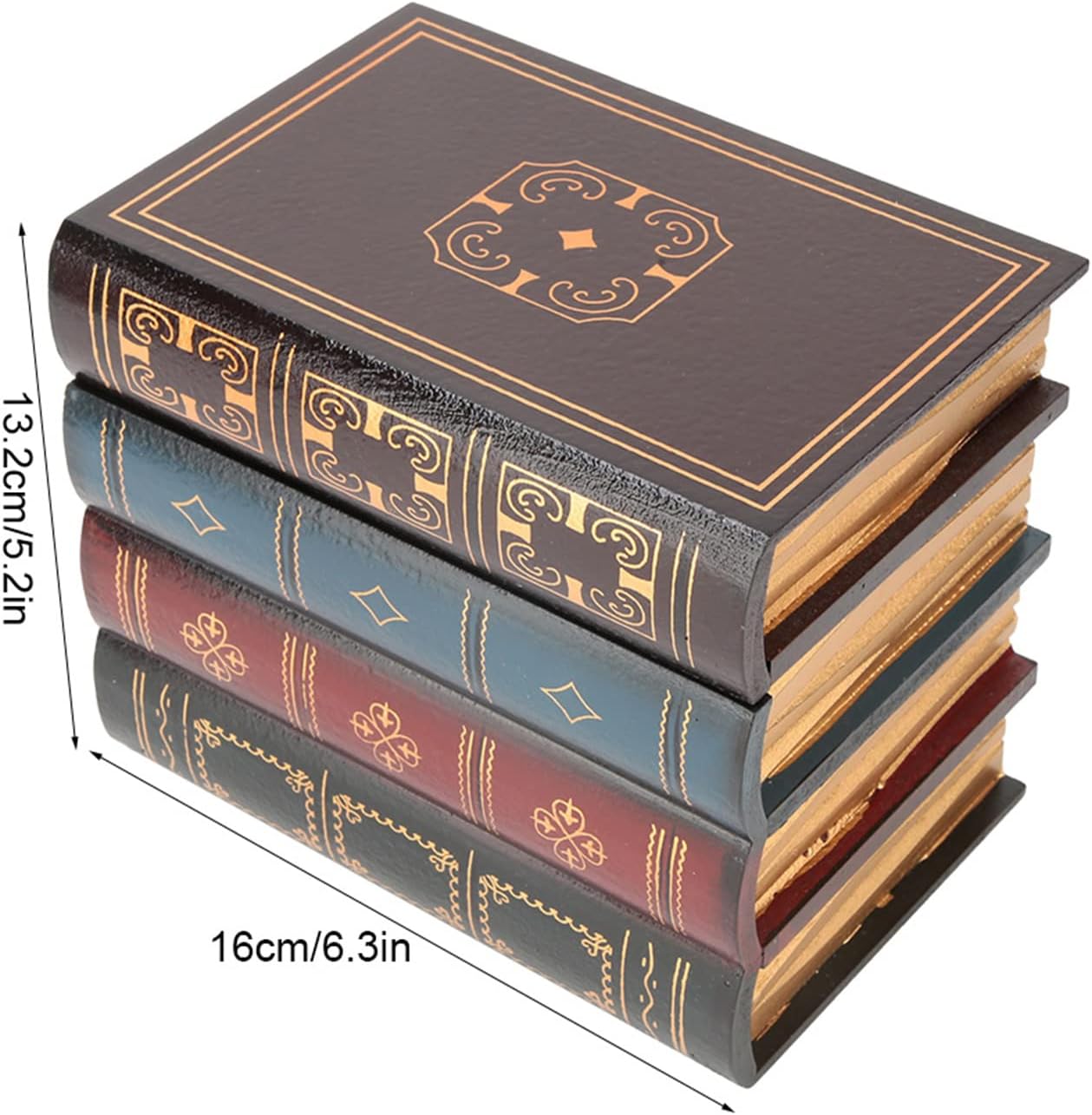 Pissente Fake Book Box, European Vintage Fake Hollow Books Model Decorative Fake Book Storage Box for Home Office Shelf Photo Props Storage Decoration Ornaments (Model B small