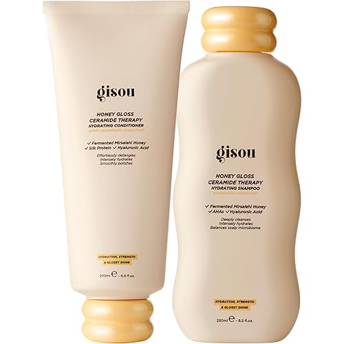 Gisou Honey Gloss Hair Wash Duo - Hydrating Shampoo & Conditioner with Fermented Mirsalehi Honey, Biomimetic Ceramides & Hyaluronic Acid, Strength & Glossy Shine, For All Hair Types