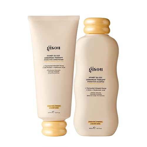 Gisou Honey Gloss Hair Wash Duo - Champú y acondicionador hidratante con miel Mirsalehi fermentada, ceramidas biomiméticas y ácido hialurónico,
