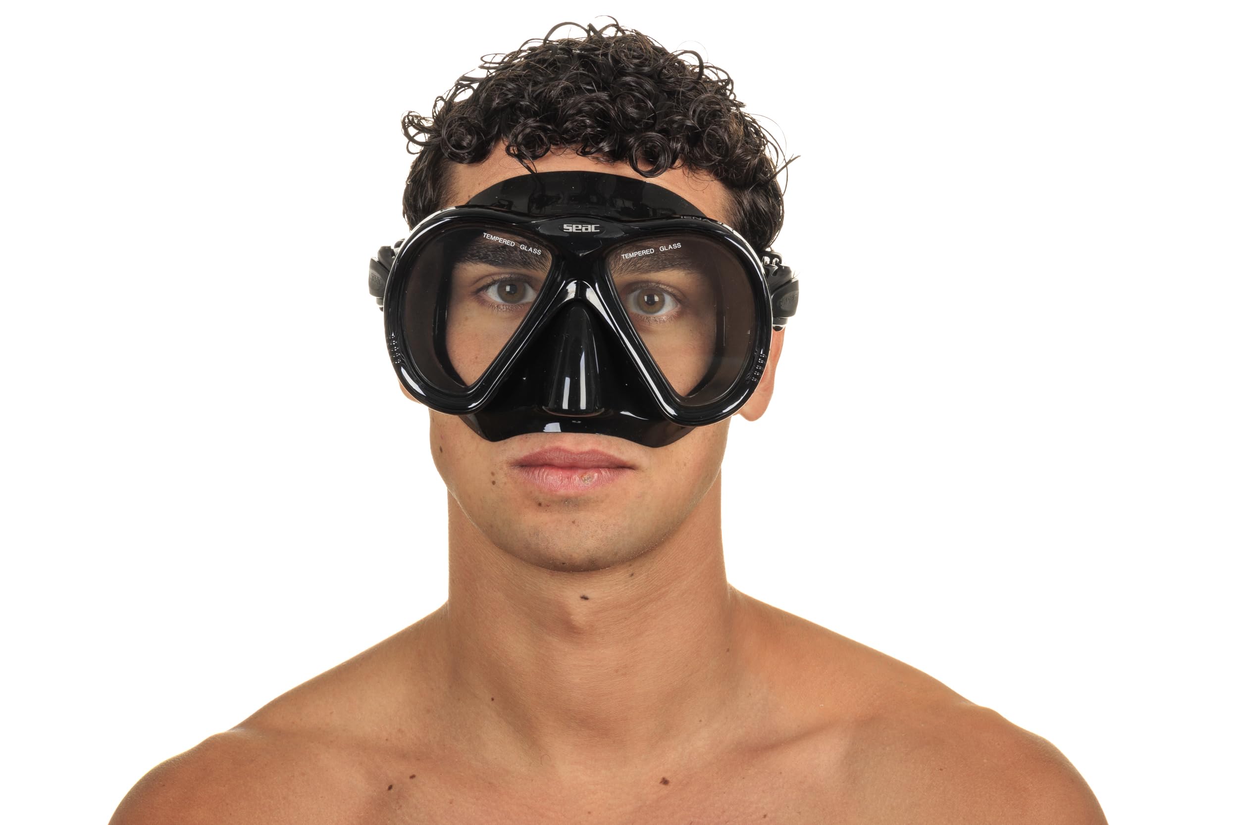SEAC Set BIS Iena Dry – Kit Masque bi-hublot en Silicone et Tuba avec Système Dry Top et Vanne de Purge, pour plongée et Snorkeling