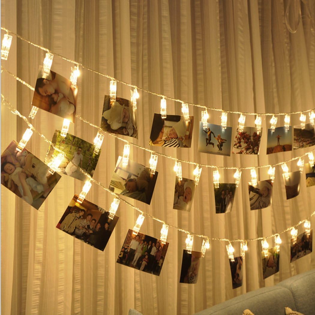 Clip String Lights, Coxeer 10Feet 20 LED Photo Clips String Lights Indoor Fairy String Lights for Birthday Wedding Graduation Party Dorms Bedroom Decoration(Warm White)