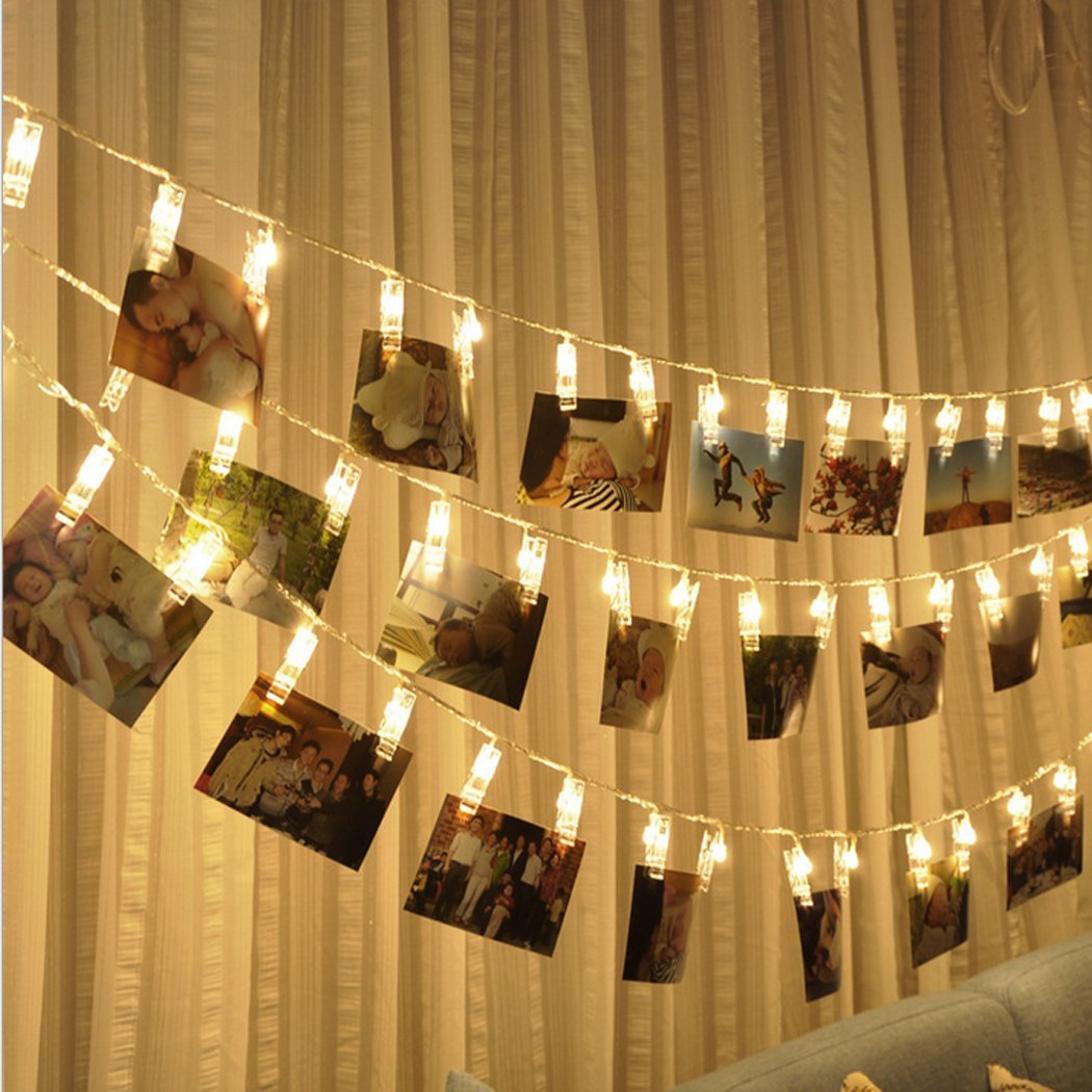 Clip String Lights, Coxeer 10Feet 20 LED Photo Clips String Lights Indoor Fairy String Lights for Birthday Wedding Graduation Party Dorms Bedroom Decoration(Warm White)