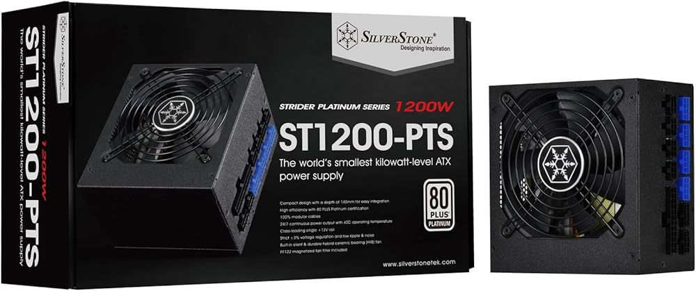SilverStone Technology 1200 Watt Fully Modular 80 Plus Platinum Power Supply in Ultra Compact 140MM in Depth - View 1