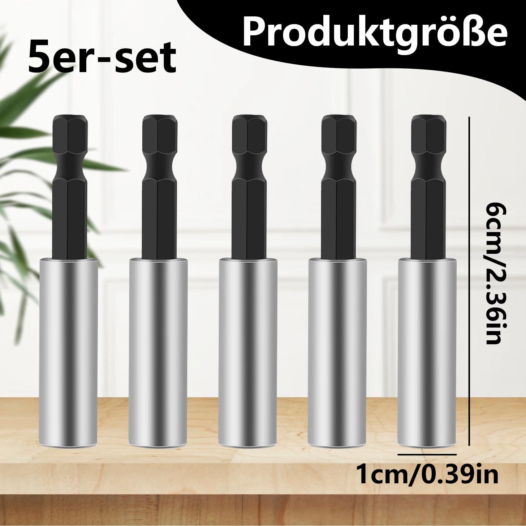 ANBOO Magnetyczny uchwyt do bitów 1/4" 60 mm, przedłużenie bitów z bardzo mocnym magnesem, adapter do szybkiej wymiany wkrętarek akumulatorowych, wiertarek i wkrętaków (5 sztuk)