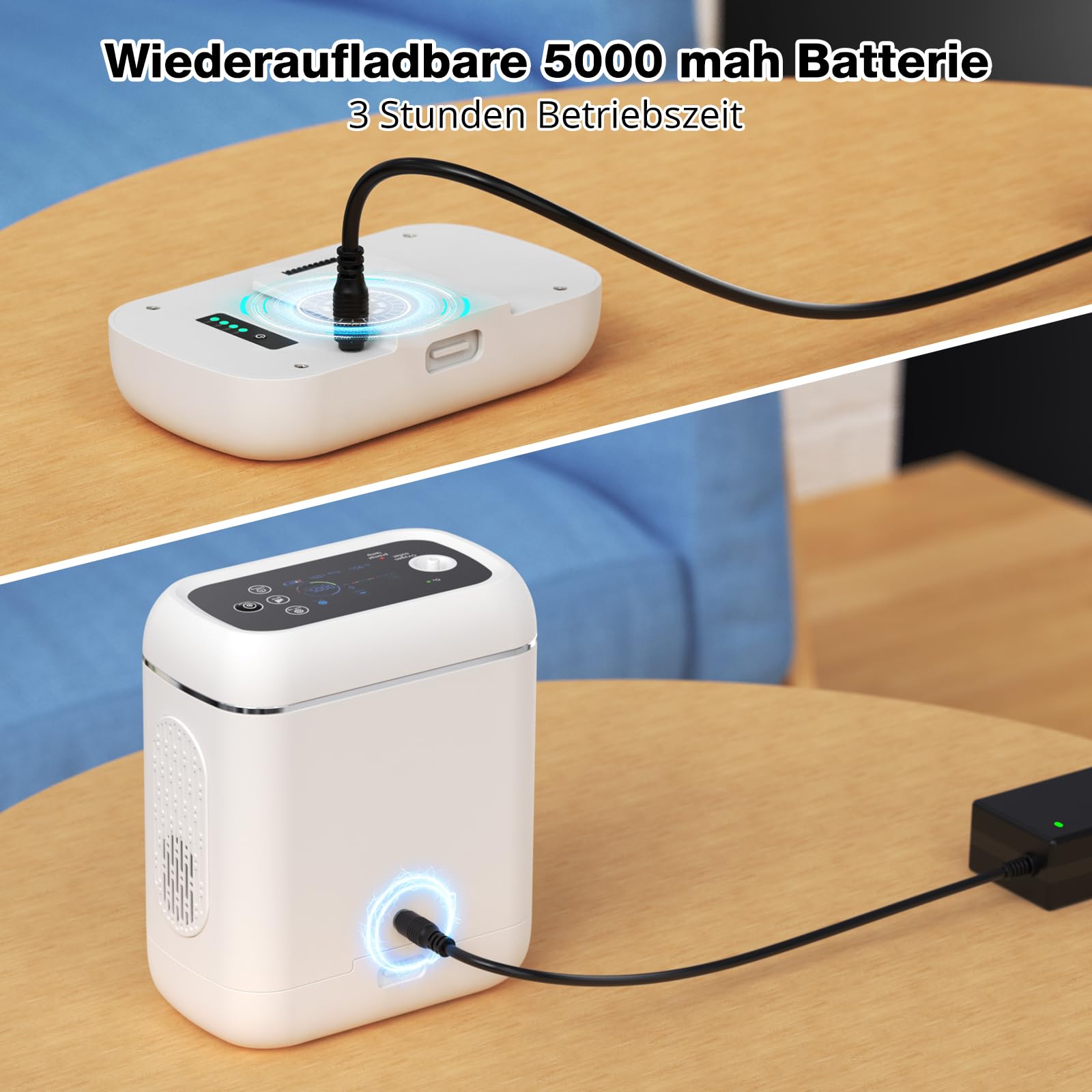Mobil Sauerstoffkonzentrator mit Akku & Rucksack | Sauerstoffkonzentration 95 ± 3%, Sauerstoffgerät für Autos, Ausflüge und Reisen, mit Ai-Chip, Pulsmodus, Anleitung in Deutsch