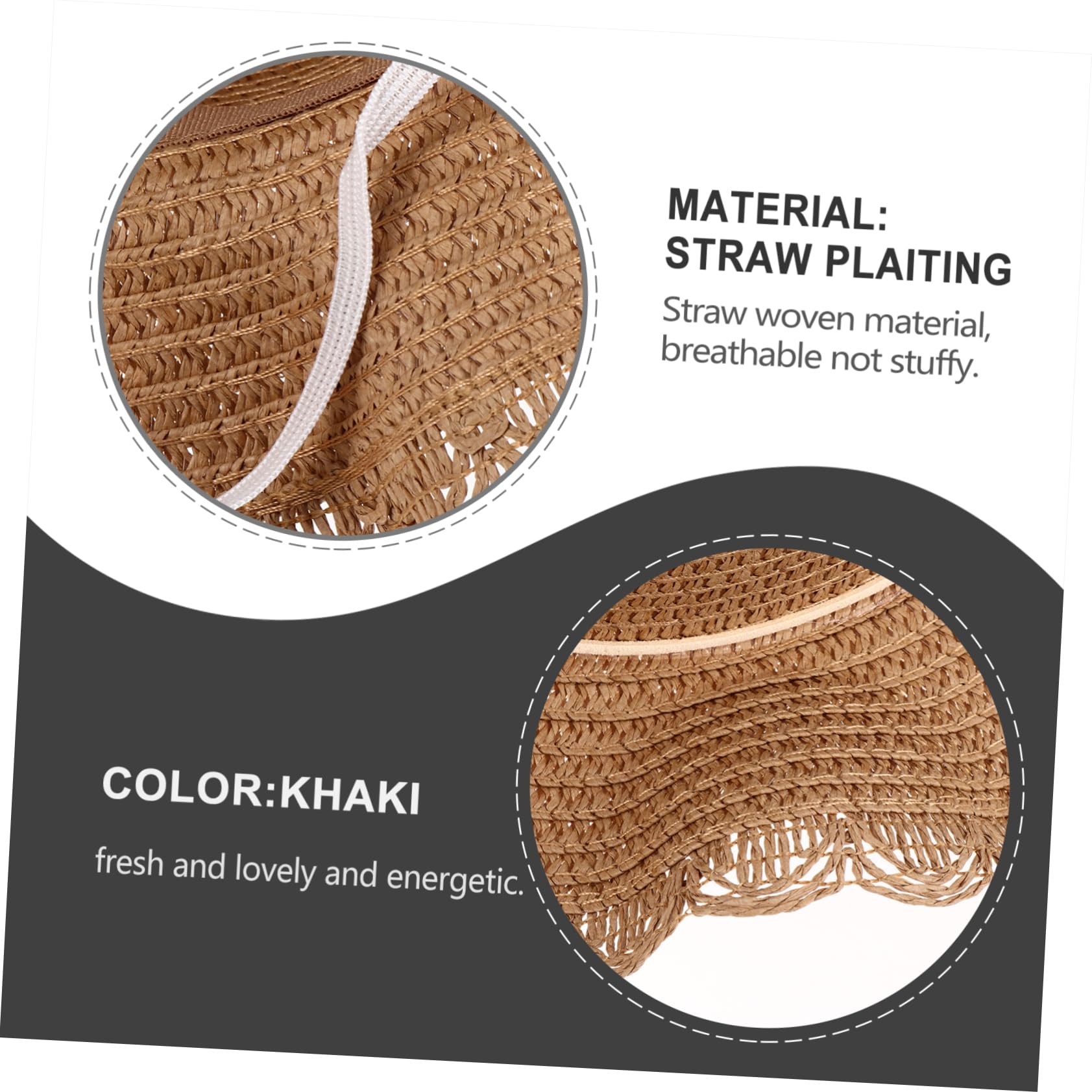 CALLARON Parasol Bebés Gorras De Playa para Sombrero De Protección Solar para Mimbre Sombrero De Totalizador Pequeño Sombrero De Cubo Esponjoso Khaki