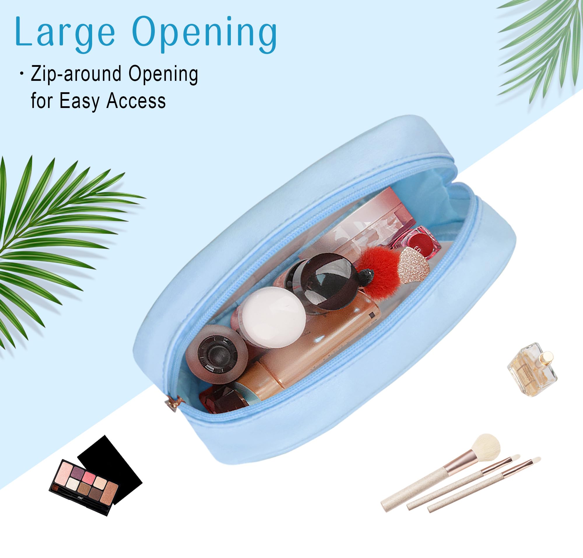 TSA - Neceser transparente para maquillaje y artículos esenciales de viaje, para hombres y mujeres, 2 unidades, Azul