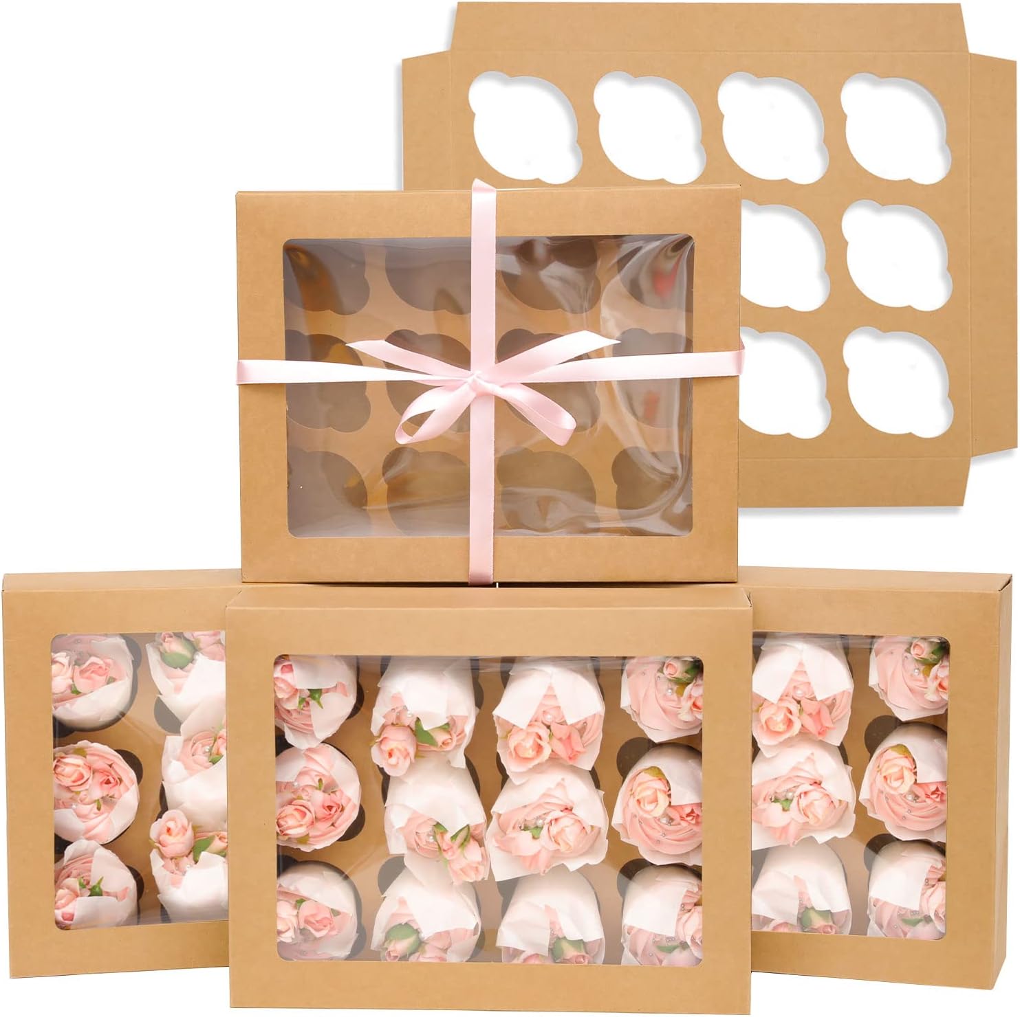 12 Cupcake Containers 12Packs Brown Cupcake Box Cupcakes