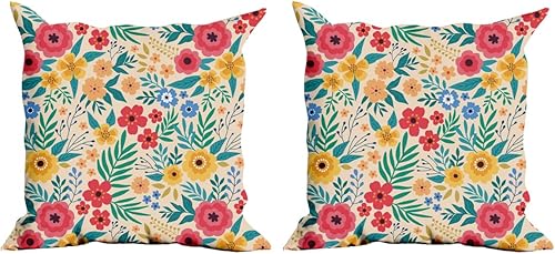 Miniatura 2 de Flowers 2 Pack Retro Throw Pillow Covers, 18x18 Pillow Cover, Decorative Throw Pillows for Couch, Sofa,Cushion Sofa, Chair, Home, Bedroom, Office,