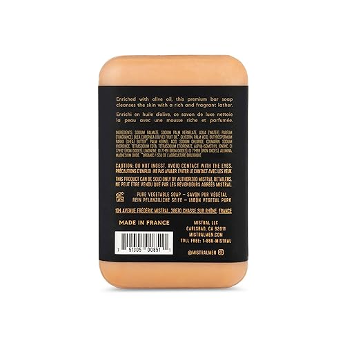 Miniatura 2 de Mistral Golden Tobacco Jabón en barra de lujo para hombres  Barra de jabón natural para hombre  Sin parabenos, ftalatos  Jabón natural hidratante y