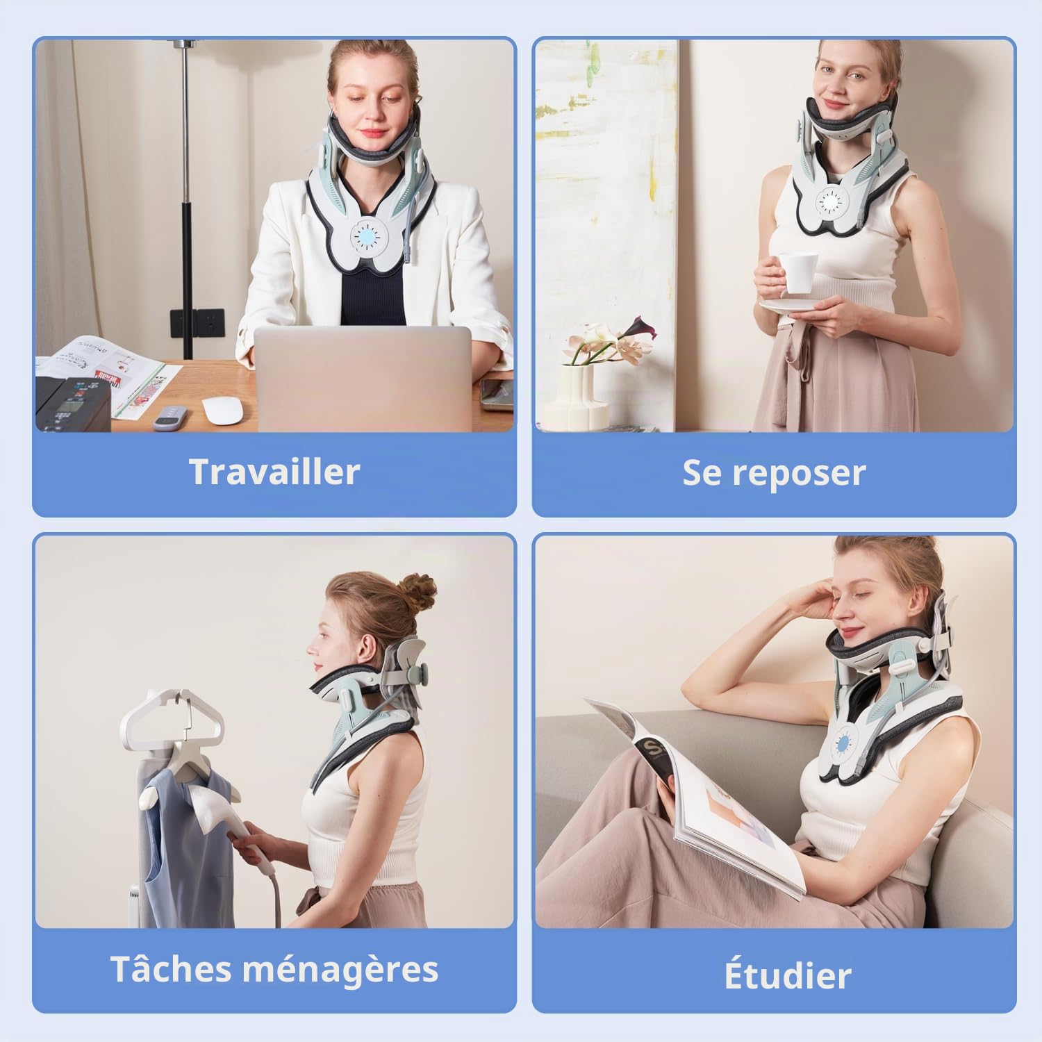 Holdsound Dispositif de traction cervicale, un appareil de traction du cou réglable manuellement, qui soulage efficacement les douleurs au cou, facile à utiliser, utilisé debout, assis ou en
