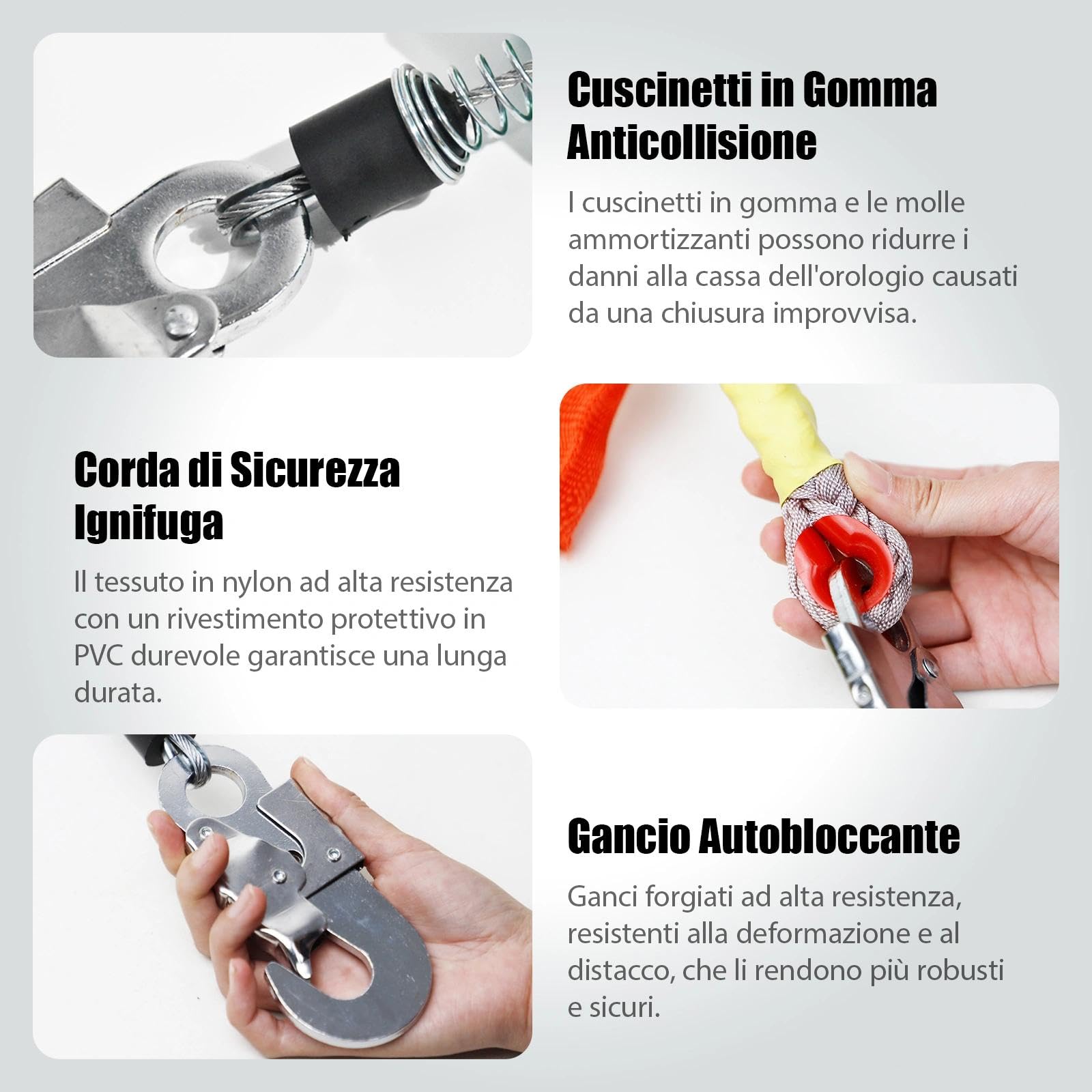Dispositivo Anticaduta Retrattile 3-20m con Bloccaggio Automatico | Imbracatura Sicurezza per Lavori in Quota su Tetti, Cavo in Acciaio e Gancio Resistente, Ideale per Edilizia e Manutenzione