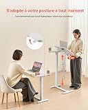 VEVOR Tavolino da Letto Mobile con Scrivania Ribaltabile e 4 Ruote Nascoste, Scrivania per Laptop, Ruote Regolabili in Altezza e Angolazione con Portabicchieri, Portatile da Letto, Bianco - 2