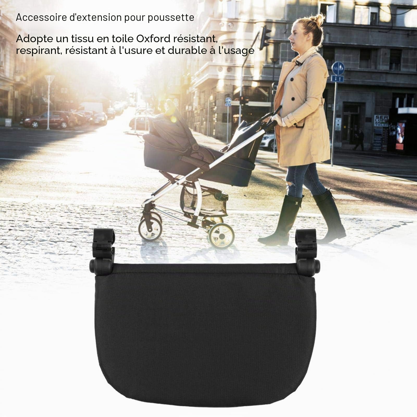 Repose-pieds universel, allonger 14 cm Facile à installer et à retirer Accessoires de repose-pieds de poussette pour poussette pour repose-pieds(le noir)