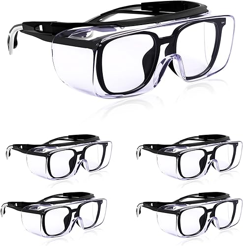 MORK&SUKY Gafas de seguridad que se ajustan a los anteojos recetados, certificado ANSI Z87, protección ocular antivaho para hombres y mujeres.