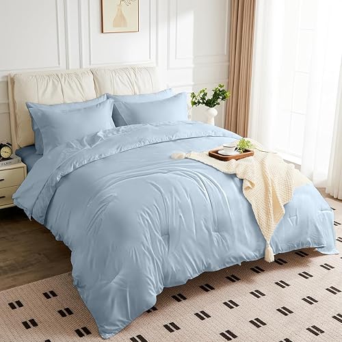 Miniatura 6 de Juego de edredón tamaño King, 3 piezas, 1 edredón reversible y 2 fundas de almohada, suave, acolchado, cálido y esponjoso para todas las estaciones,