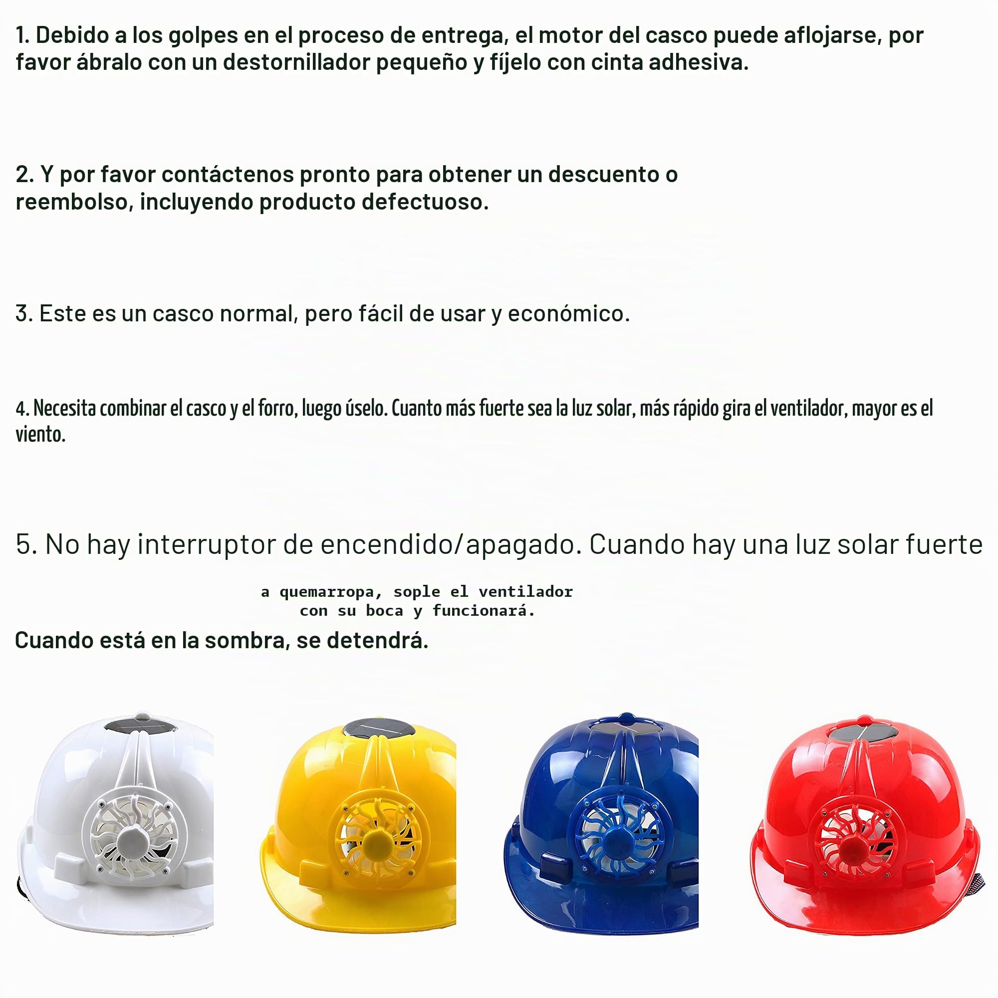 HYFAN Casco de Seguridad Transpirable con Ventilador Solar y Forro Ajustable extraíble (PP)