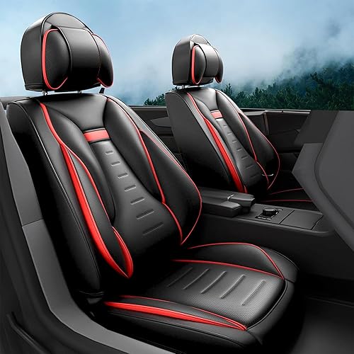 Miniatura 1 de SLARY 5 fundas de asiento delantero y trasero de automóvil con alas de ángel, accesorios interiores de automóviles con piel de napa a prueba de agua