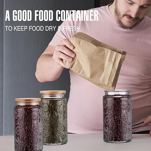 Miniatura 4 de Domensi Paquete de 6 tarros de vidrio vintage de 34 onzas con tapa, herméticos, lindos frascos de galletas, recipientes de almacenamiento de