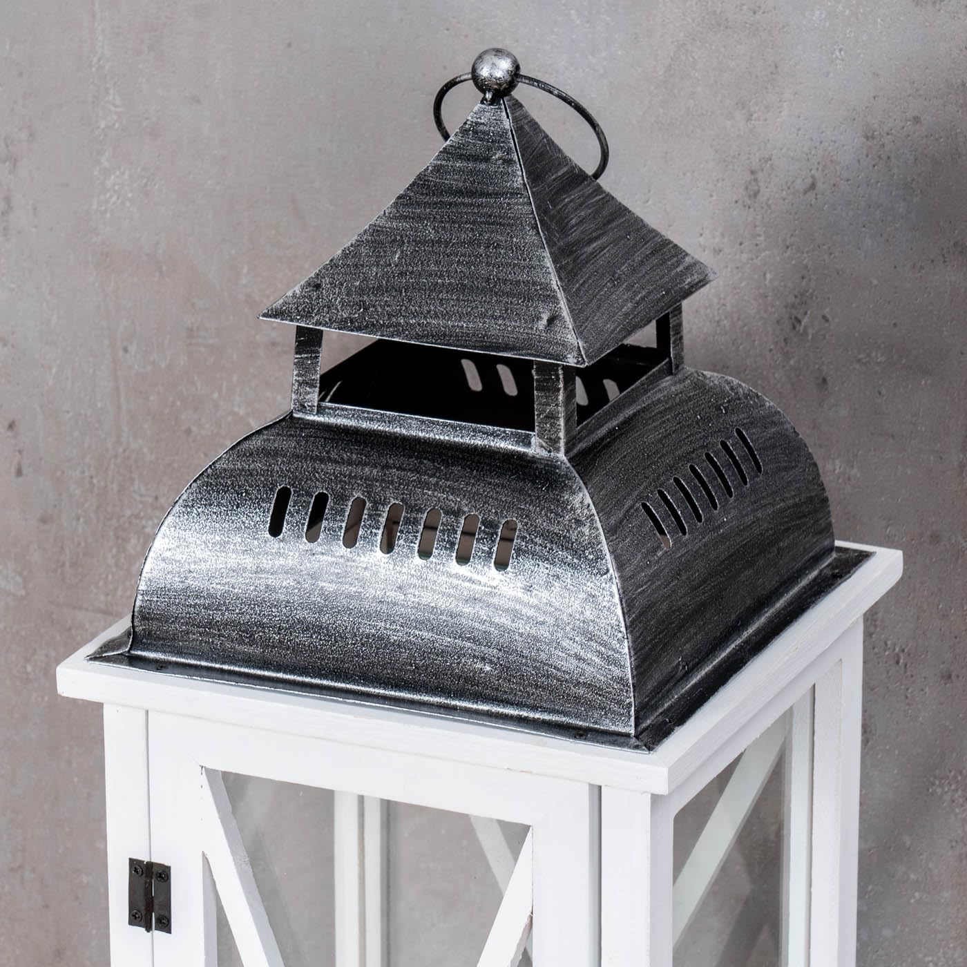 2er Set Laterne aus Holz Weiß Metall Kerzenhalter Windlicht Holzlaterne Deko Bodenlaternen Gartenlaternen Landhaus Dekoration